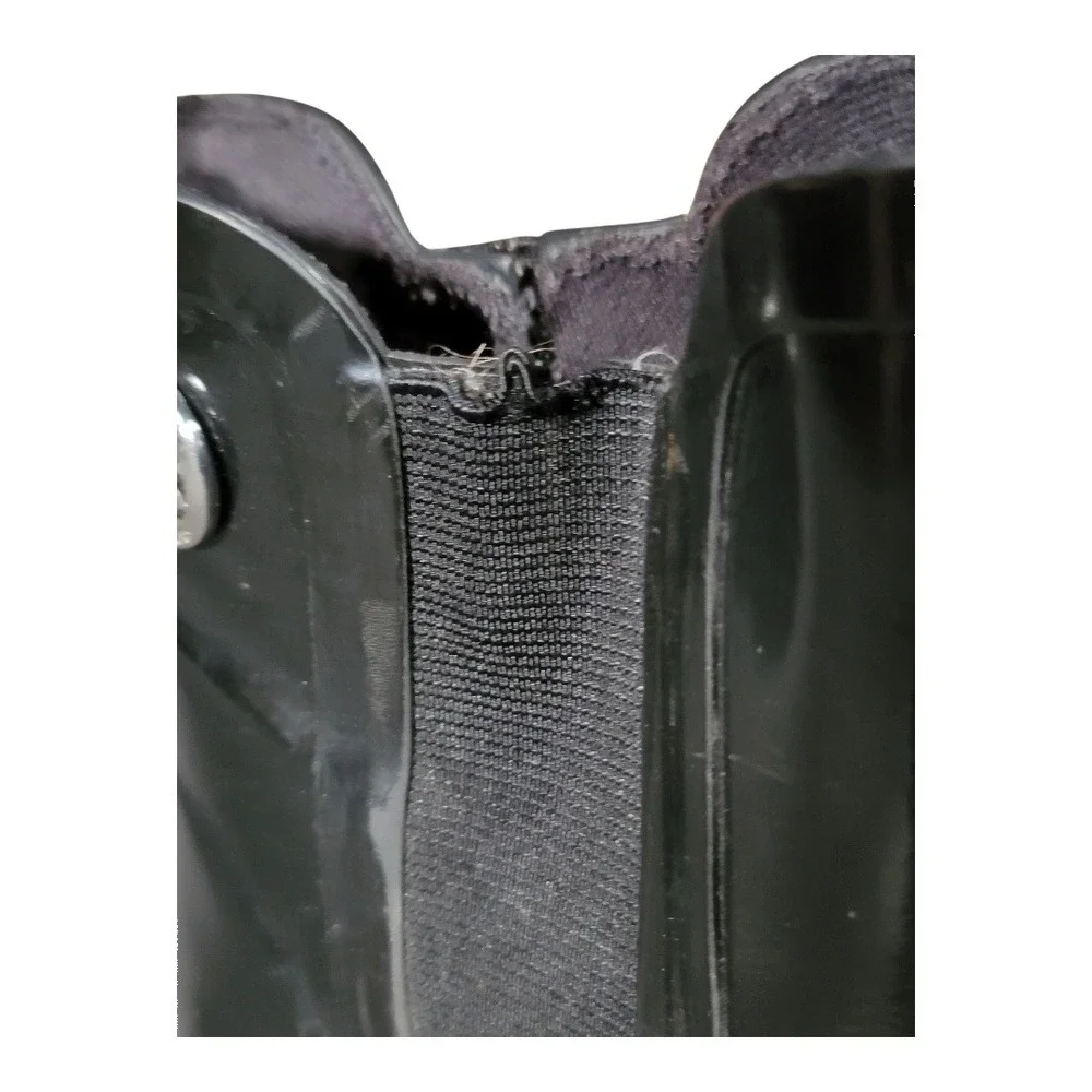 Michael Kors Chelsea Black Rubber Pull-On Chic Ankle Booties Fall Winter‎ Style